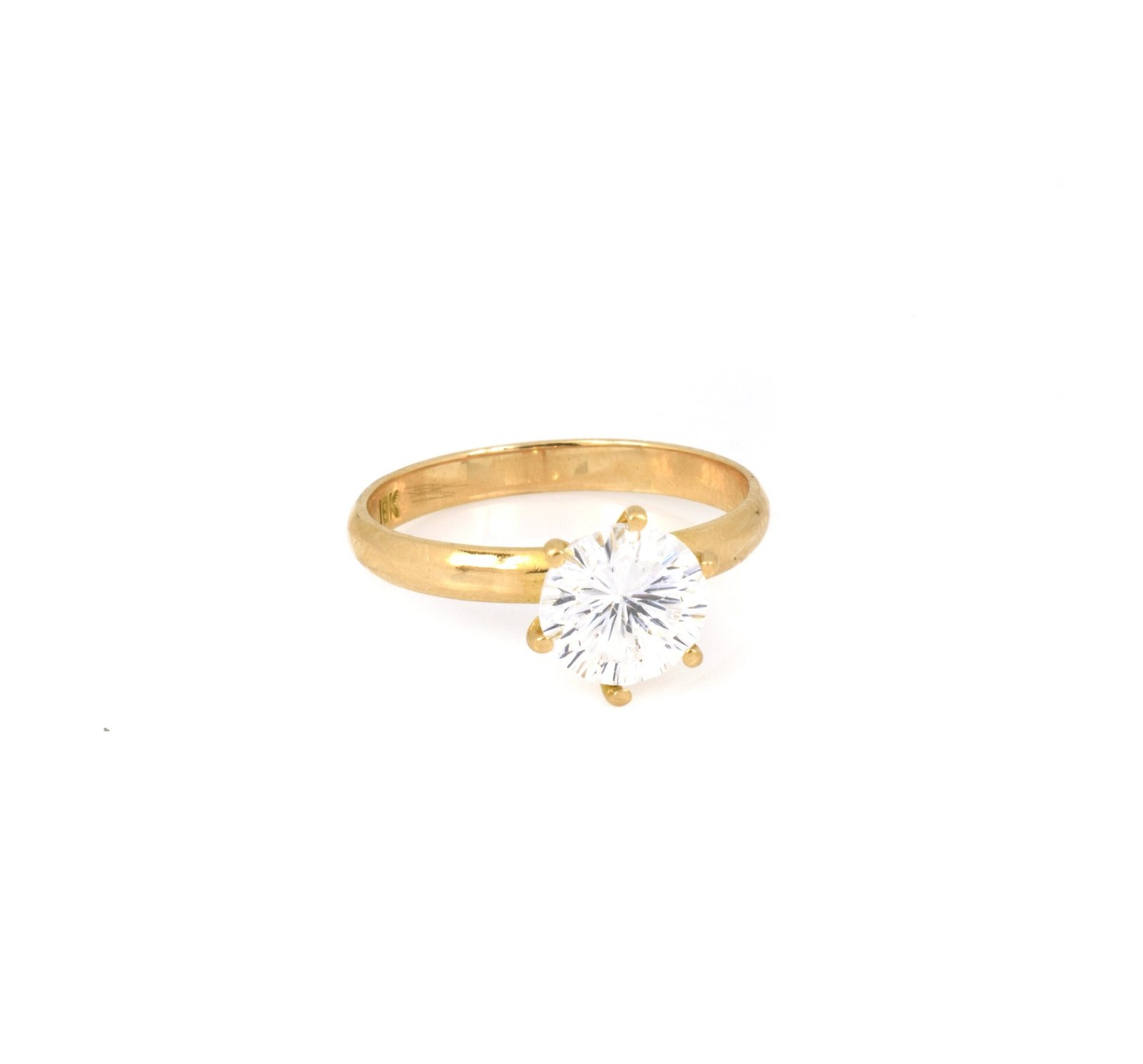 Anillo de oro para mujer 18k de compromiso con 1 piedra blanca