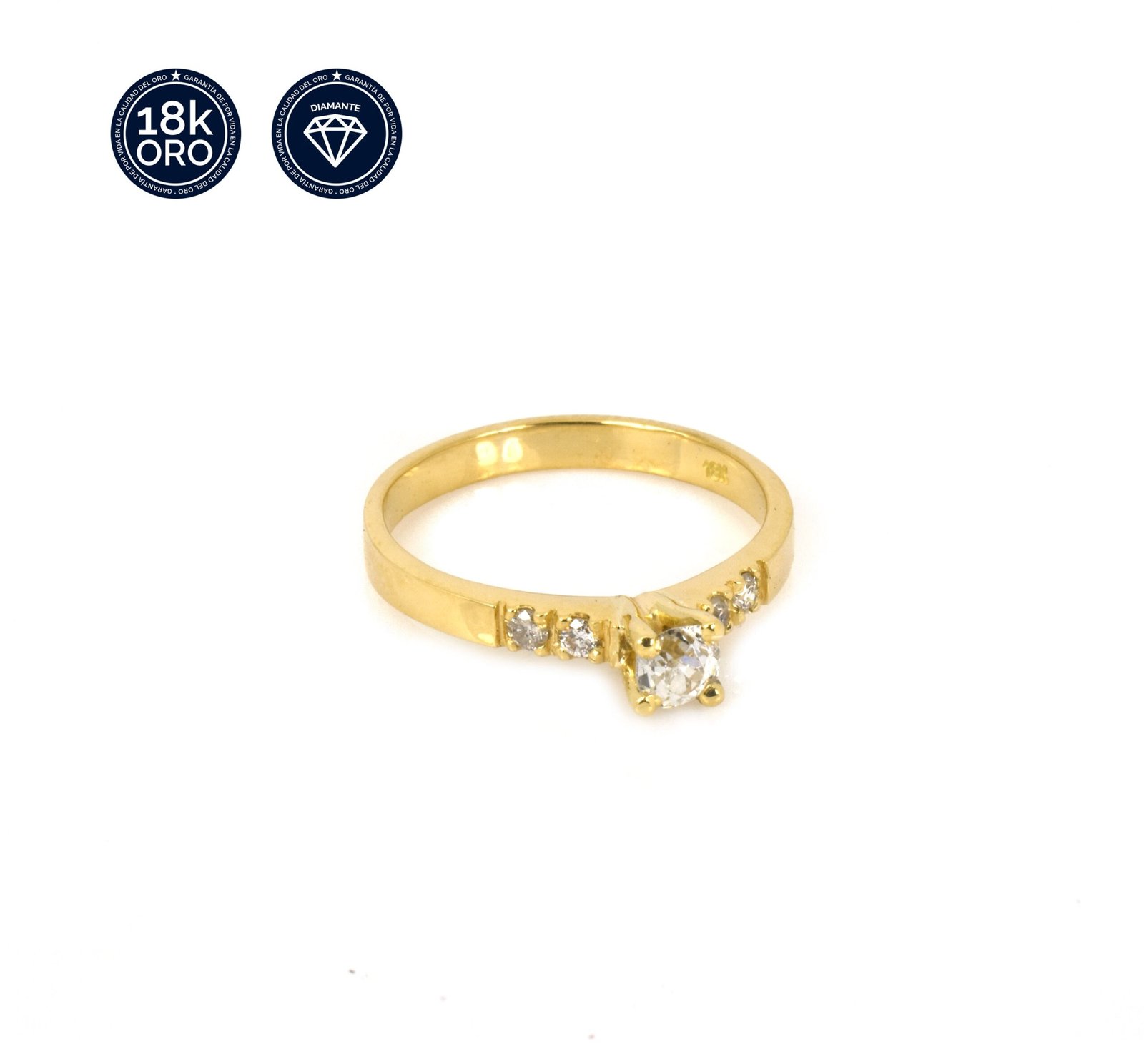 Anillo de compromiso c 5 diamantes corte princesa para mujer en