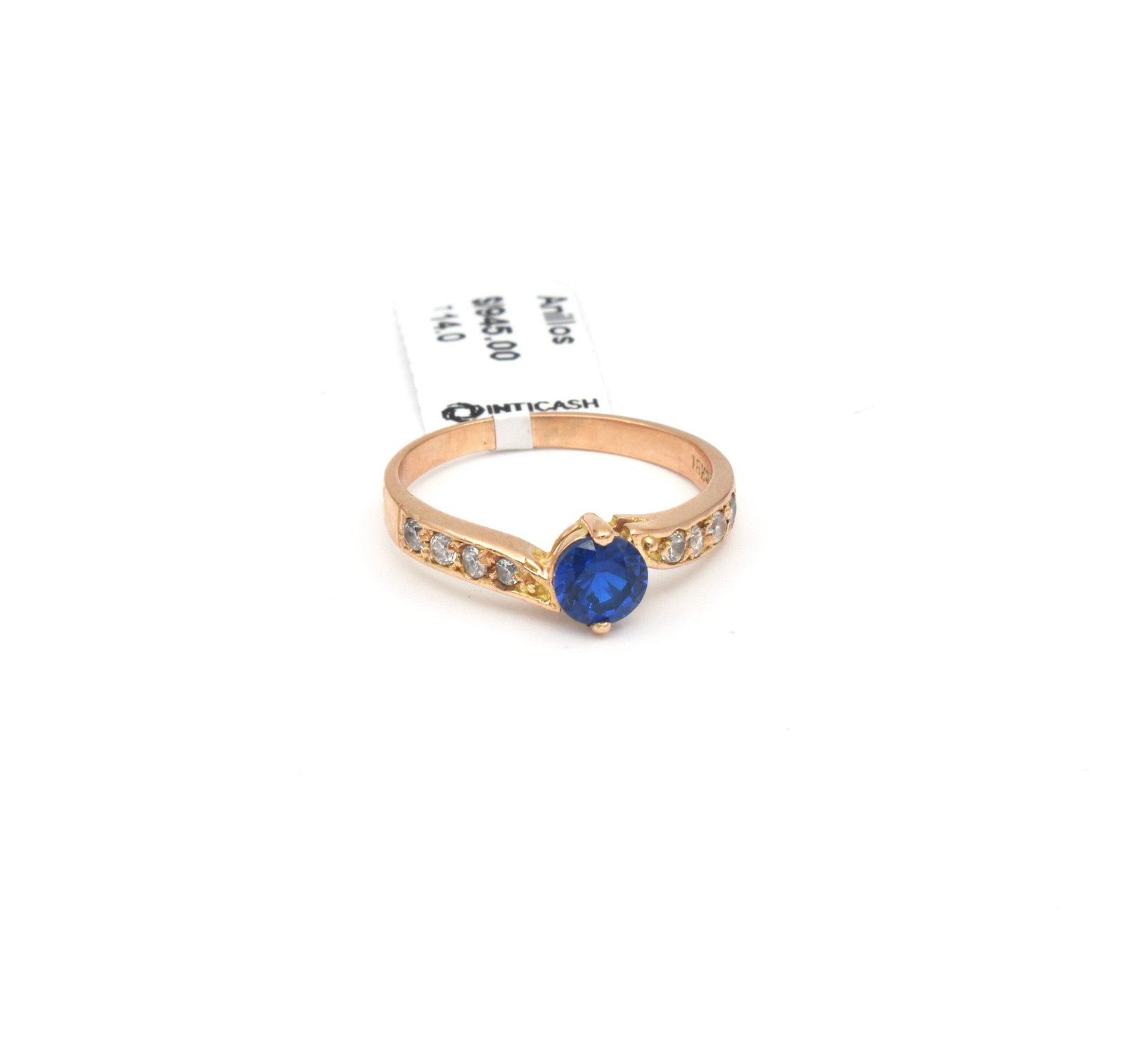 Anillo de oro de 14 k con piedra anillo de mujer anillo azul