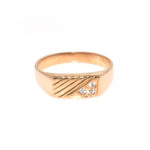 Anillo de oro para mujer 18k diseño sello chevalier con piedras transparentes