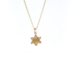 Dije de oro religioso 18k estrella de David calada