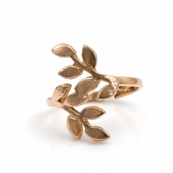 Anillo de oro para mujer 18k diseño entrelazado hojas