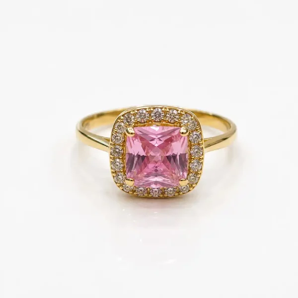 Anillo de oro para mujer 18k diseño Cruzado con 64 piedras transparentes