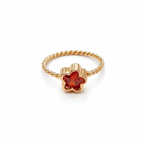 Anillo de oro para mujer 18k diseño halo cuadrado con 1 circón rosado y 21 circones transparentes