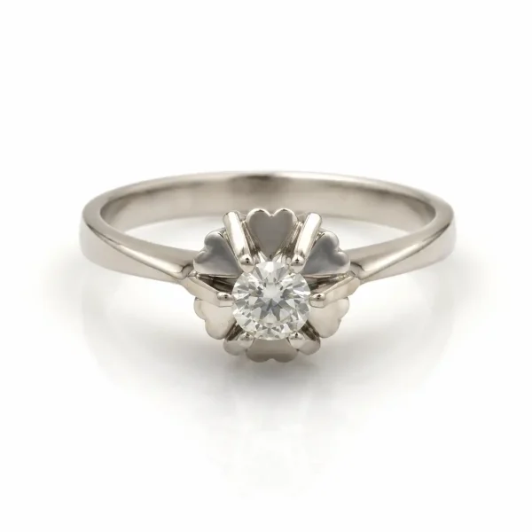 Anillo de oro blanco para mujer 18k diseño solitario con 1 circón transparente