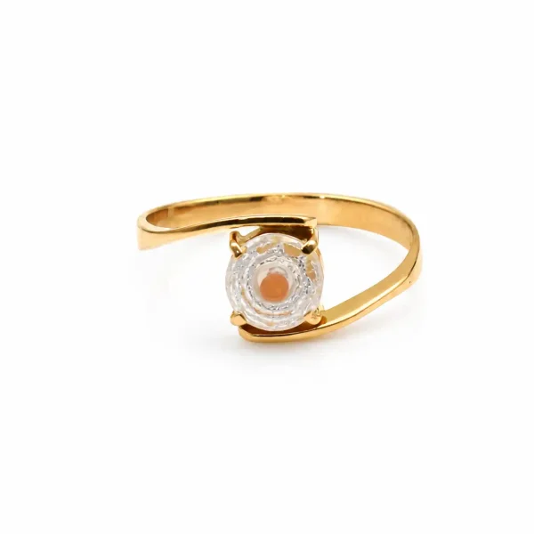 Anillo de oro para mujer 18k diseño solitario cruzado con 1 circón transparente