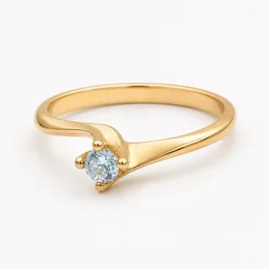 Anillo de oro para mujer 18k diseño solitario con 1 circón transparente