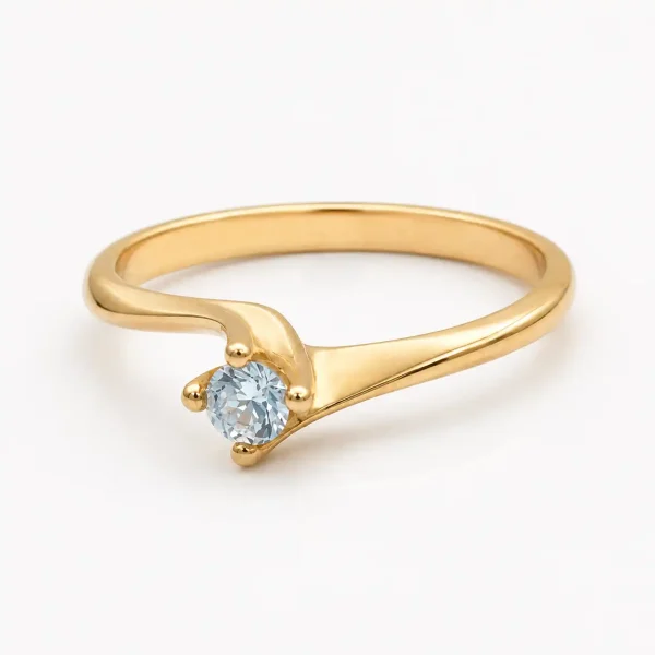 Anillo de oro para mujer 18k diseño solitario con 1 circón transparente