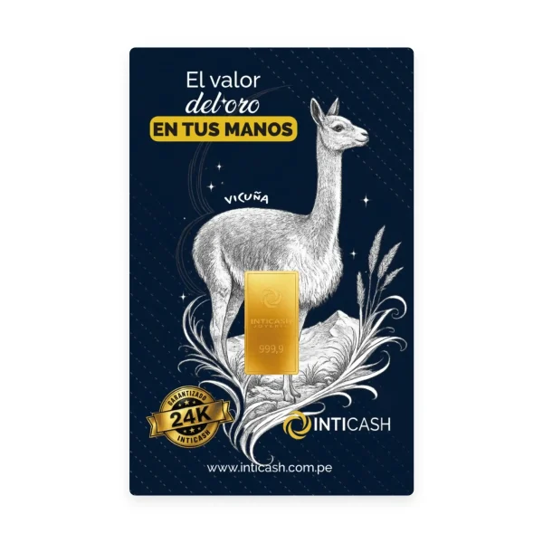 Lingote de oro 24k - 1 gramo - Edición exclusiva diseño Vicuña