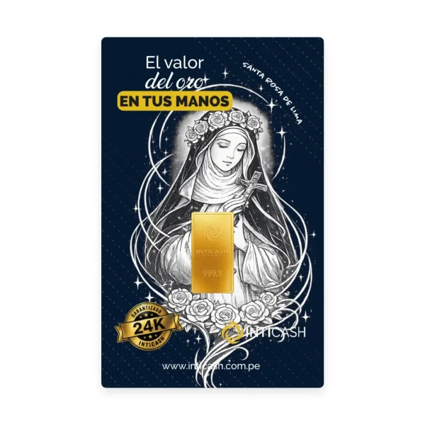 Lingote de oro 24k - 1 gramo - Edición exclusiva diseño Santa Rosa de Lima