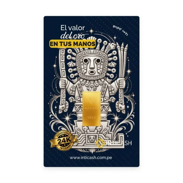 Lingote de oro 24k - 1 gramo - Edición exclusiva diseño Dios Inti