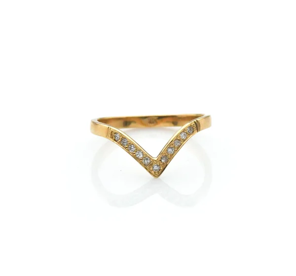 Anillo de oro para mujer 18k diseño V con 11 diamante corte brillante (G-SI1)