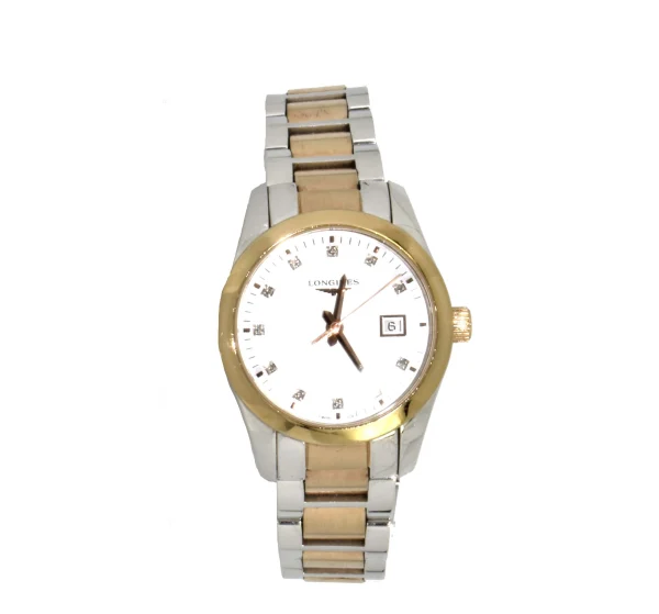 Reloj para mujeres – Longiines – Conquest Modelo L2.286.3 – 29.50 mm – Acero inoxidable y revestimiento PVD rojo – Cuarzo suizo